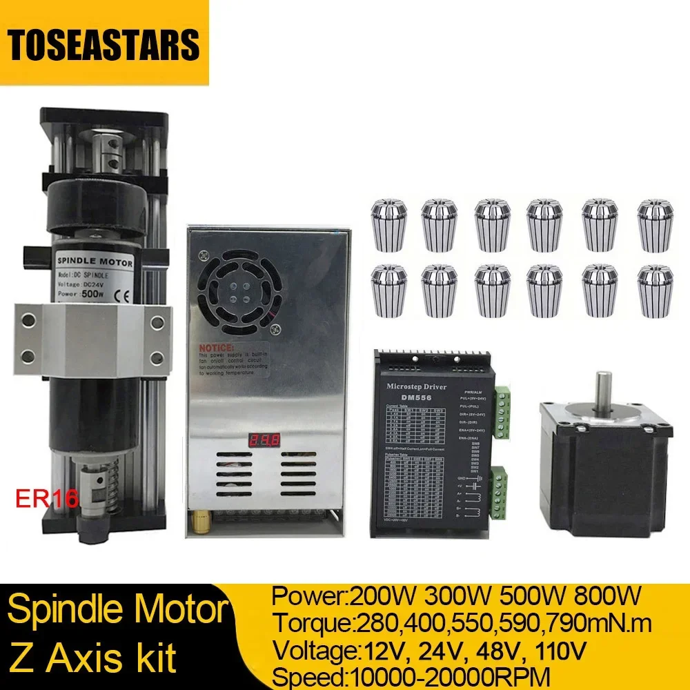 CNC Spindle Motor Z Axis kit DC 24V 48V 110V 200W 300W 500W 800W ER11 ER16 Collets For Engraving Machine CNC Router 3018 3020
CNC Spindle Motor Z Axis kit DC 24V 48V 110V 200W 300W 500W 800W ER11 ER16 Collets For Engraving Machine CNC Router 3018 3020