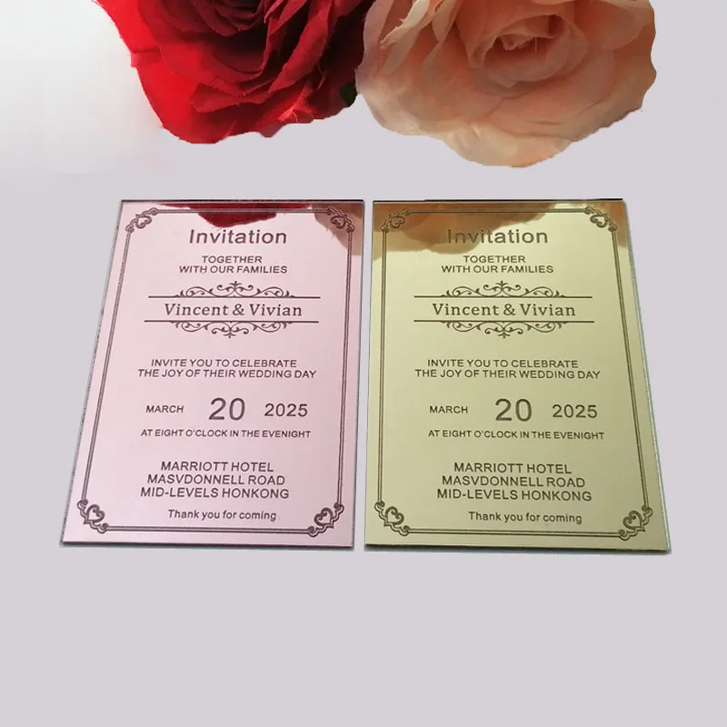 Personalized Engraved Hasma Acrylic Mirror Invitation Crads With envelope For Wedding Birthday Baptism Party Favor Guest Gifts
Personalized Engraved Hasma Acrylic Mirror Invitation Crads With envelope For Wedding Birthday Baptism Party Favor Guest Gifts