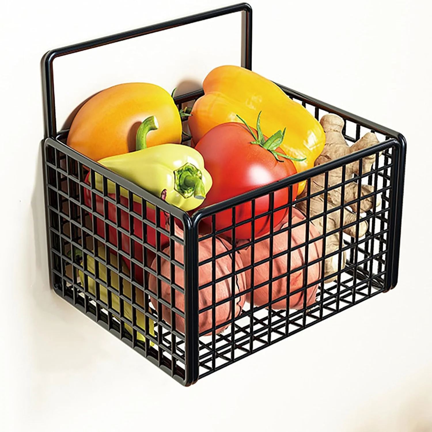 Wall Mounted Kitchen Basket Hanging Adhesive Wire Basket Metal Wall Wire Container for Kitchen Food Pantry Bathroom (Black)
Wall Mounted Kitchen Basket Hanging Adhesive Wire Basket Metal Wall Wire Container for Kitchen Food Pantry Bathroom (Black)