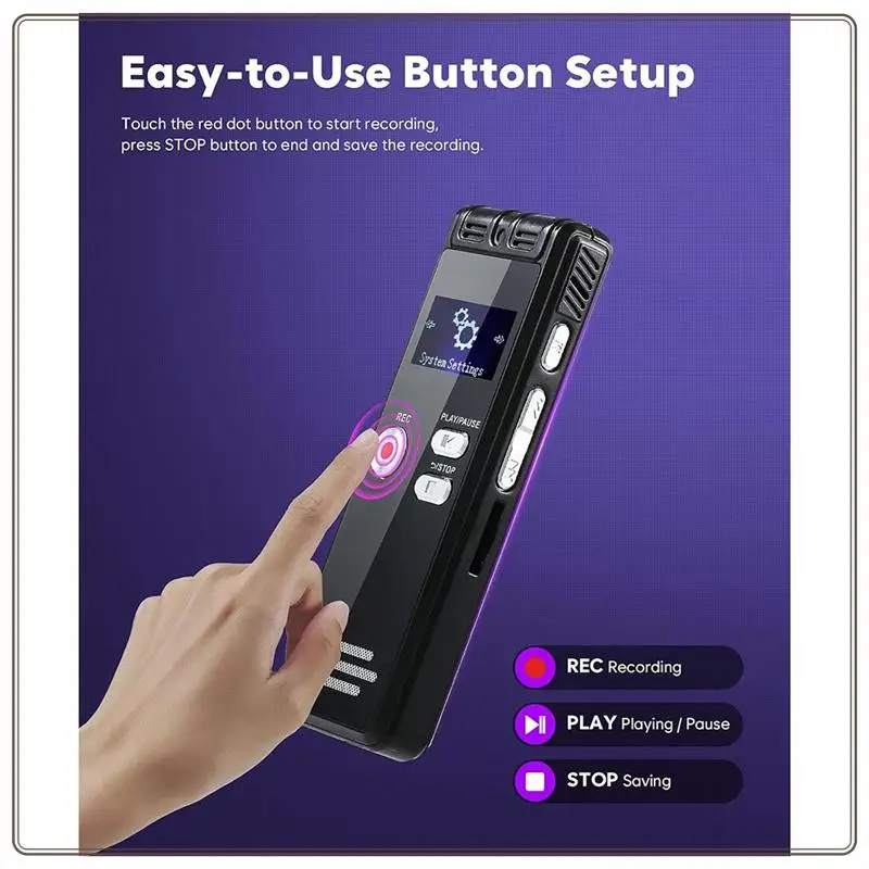Reliable-64GB Digital Voice Activated Recorder With Playback - 3072Kpbs HD Dual MIC Tape Recorder For Interviews/Meeting/Classes
Reliable-64GB Digital Voice Activated Recorder With Playback - 3072Kpbs HD Dual MIC Tape Recorder For Interviews/Meeting/Classes