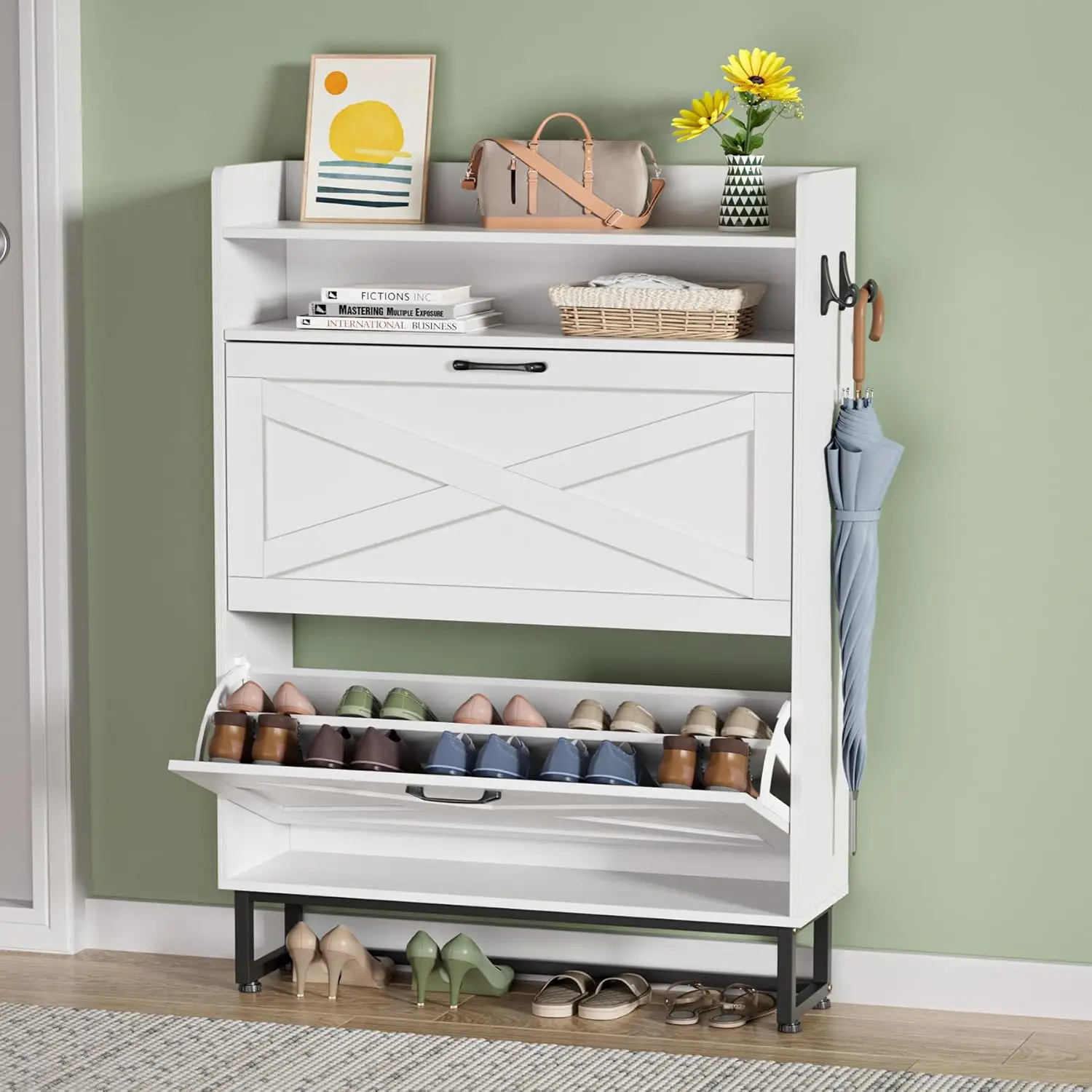 Shoe Cabinet with 2 Flip Drawers Organizer Cabinet Slim Storage Cabinet Hidden Rack Freestanding with Adjustable
Shoe Cabinet with 2 Flip Drawers Organizer Cabinet Slim Storage Cabinet Hidden Rack Freestanding with Adjustable