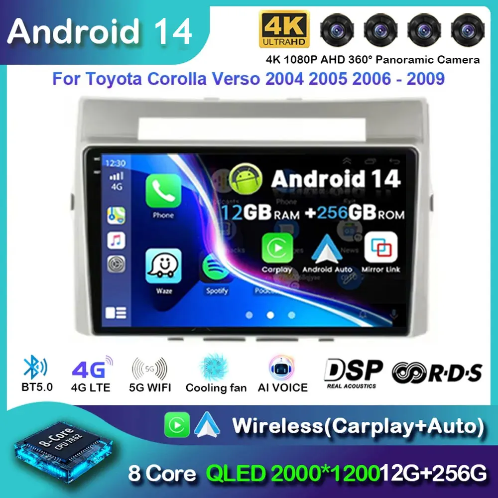 2DIN Android 14 radio For Toyota Corolla Verso 2004 2005 2006 - 2009 Car stereo Multimedia Player Carplay Auto GPS Navigation
2DIN Android 14 radio For Toyota Corolla Verso 2004 2005 2006 - 2009 Car stereo Multimedia Player Carplay Auto GPS Navigation