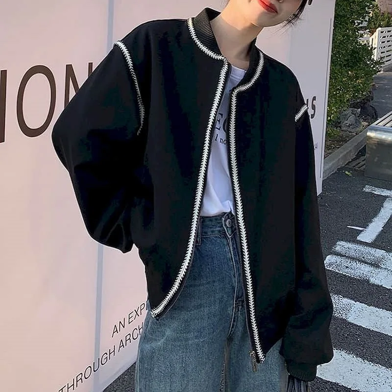 Jackets for Women Korean Style Loose Oversized Solid Baseball Jackets Long Sleeved Cardigans Cropped Coats Vintage Women Tops
Jackets for Women Korean Style Loose Oversized Solid Baseball Jackets Long Sleeved Cardigans Cropped Coats Vintage Women Tops