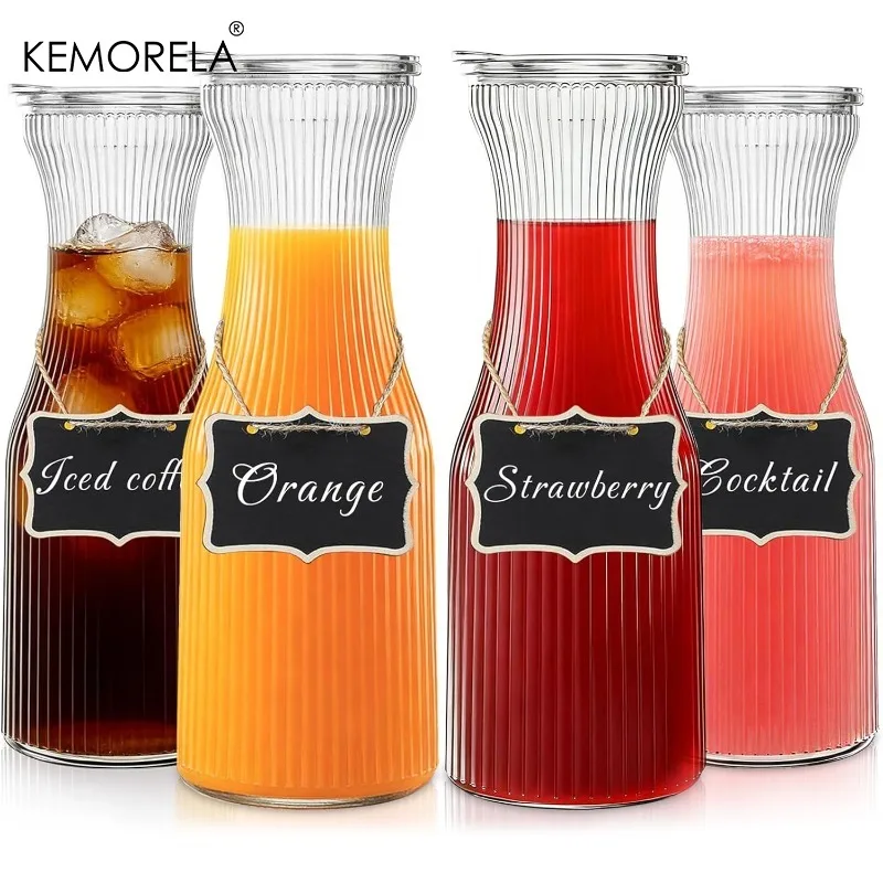4PCS Ribbed 1L Glass Carafe with Lid Juice Carafe for Bar Parties Beverage Serveware Cold Brew Coffee Milk Lemon 4 Chalkboards
4PCS Ribbed 1L Glass Carafe with Lid Juice Carafe for Bar Parties Beverage Serveware Cold Brew Coffee Milk Lemon 4 Chalkboards