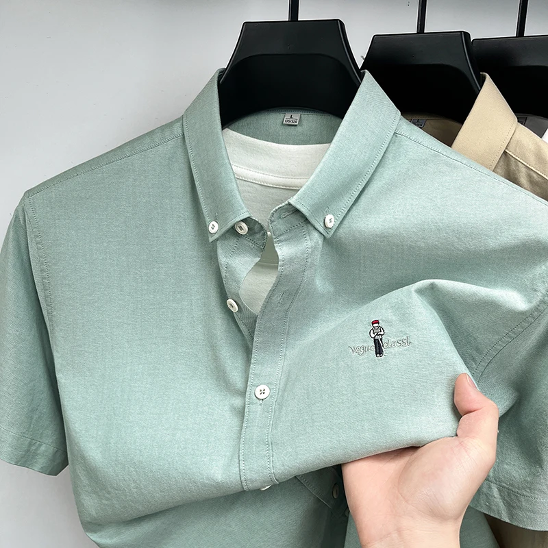 100% pure cotton short sleeve shirt summer new breathable designer brand Korean casual cartoon character embroidered men's top
100% pure cotton short sleeve shirt summer new breathable designer brand Korean casual cartoon character embroidered men's top