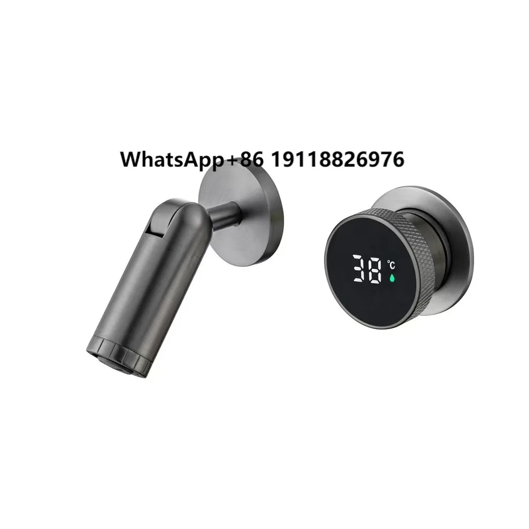 Bathroom Basin Faucet Grey Brass Faucet Adjustable Angle Cold and Hot Basin Faucet With Digital Display
Bathroom Basin Faucet Grey Brass Faucet Adjustable Angle Cold and Hot Basin Faucet With Digital Display