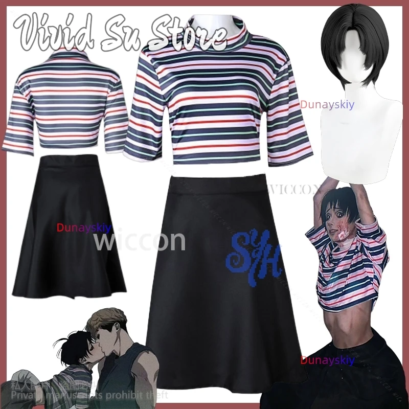 Killing Anime Stalking Cosplay Costume Striped Loose Tshirt Y2K Jirai Kei Uniform Black Dress Goth Horror Yoo Bu Halloween Party
Killing Anime Stalking Cosplay Costume Striped Loose Tshirt Y2K Jirai Kei Uniform Black Dress Goth Horror Yoo Bu Halloween Party