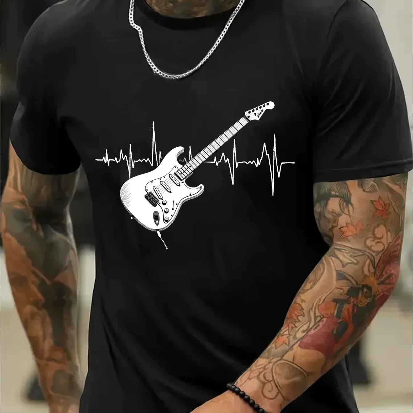 Men's Cotton Music Heartbeat Graphic T-shirt High Quality Breathable Street Rock Band Guitar Design Casual Loose Cotton T-shirt
Men's Cotton Music Heartbeat Graphic T-shirt High Quality Breathable Street Rock Band Guitar Design Casual Loose Cotton T-shirt