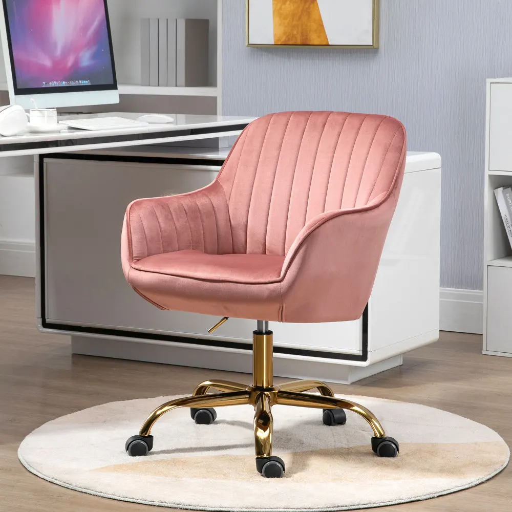 360° Pink Velvet Swivel Chair With High Back, Adjustable Working Chair With Golden Color Base, for bedrooms, offices, apartments
360° Pink Velvet Swivel Chair With High Back, Adjustable Working Chair With Golden Color Base, for bedrooms, offices, apartments