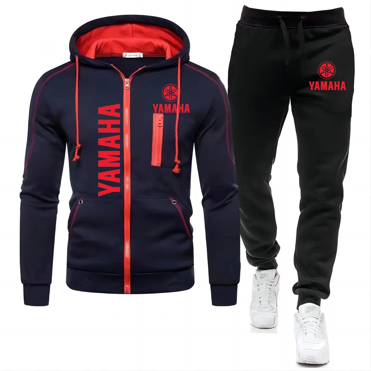 Fashion Yamaha sports suit men's autumn new zipper cardigan jacket+sports pants striped running fitness suit
Fashion Yamaha sports suit men's autumn new zipper cardigan jacket+sports pants striped running fitness suit