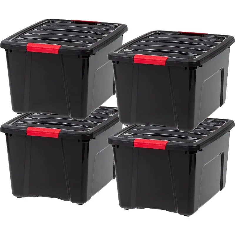 40 Qt Stackable Plastic Storage Bins with Lids, 4 Pack - BPA-Free, Made in USA - Garage Organizing Solution, Latches, Durable
40 Qt Stackable Plastic Storage Bins with Lids, 4 Pack - BPA-Free, Made in USA - Garage Organizing Solution, Latches, Durable