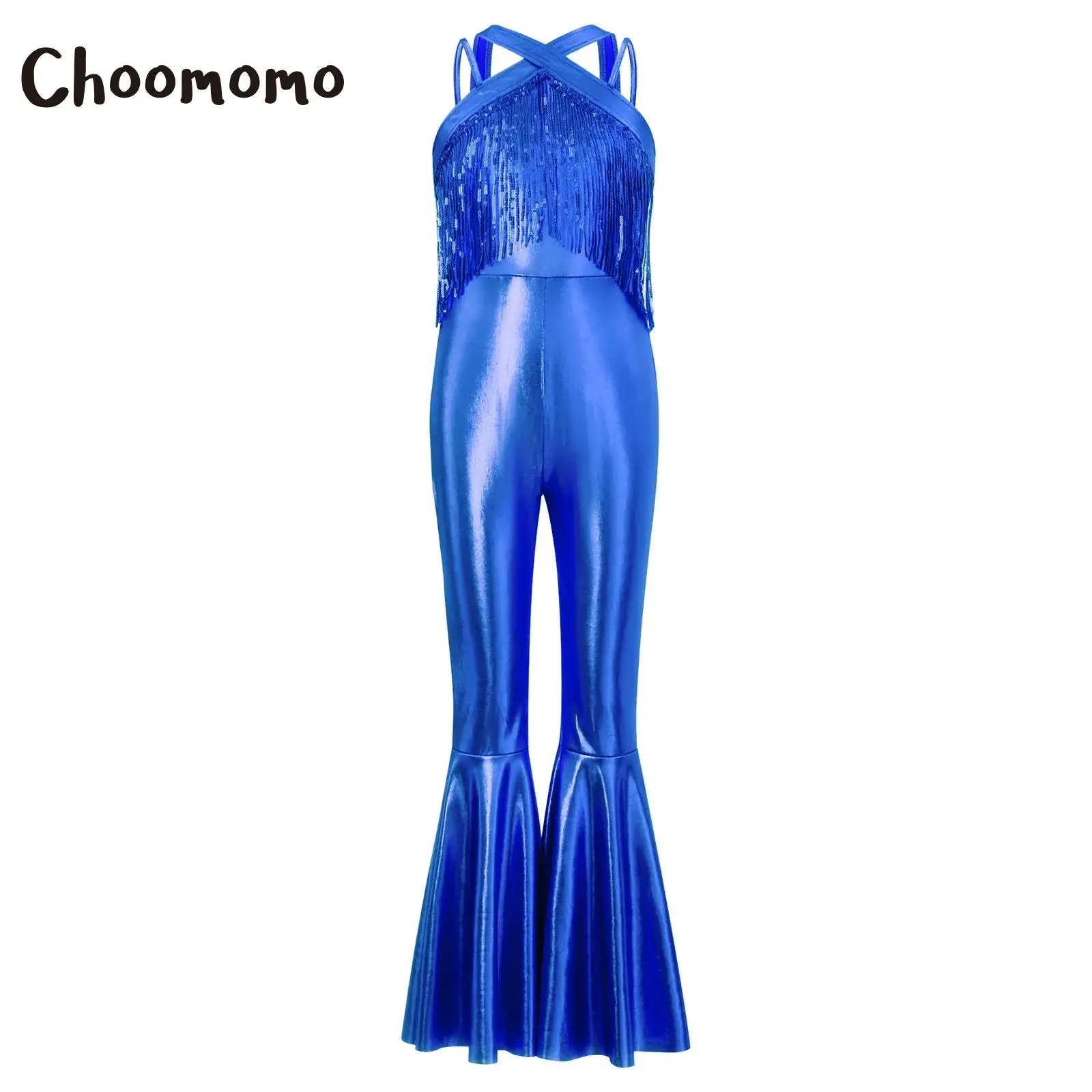 Girls 70S Disco Shiny Sequins Jumpsuit Sleeveless Tassels Hippie Costume Bodysuit Metallic Bell Bottom Latin Jazz Dance Romper
Girls 70S Disco Shiny Sequins Jumpsuit Sleeveless Tassels Hippie Costume Bodysuit Metallic Bell Bottom Latin Jazz Dance Romper