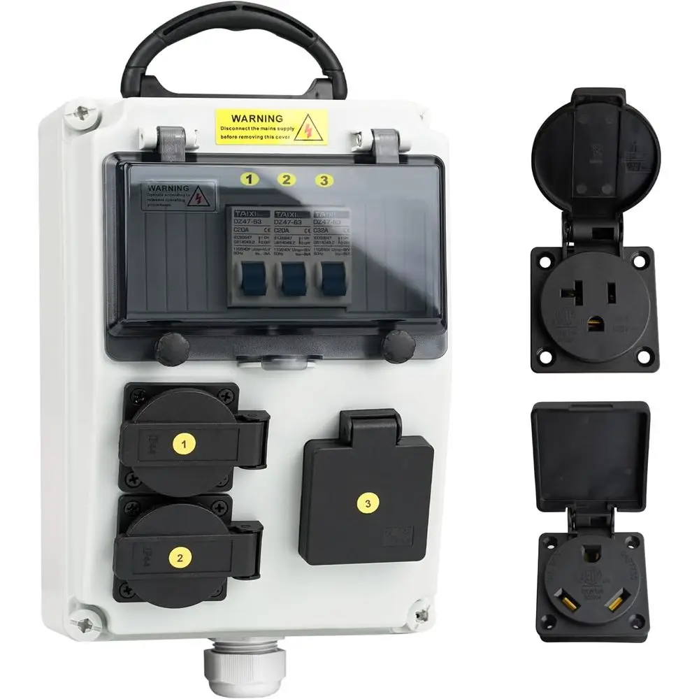 RV Power Outlet Panel with Breaker, NEMA TT-30R & 5-20R Outlets for Camper, Motorhome & Electric Car Charging
RV Power Outlet Panel with Breaker, NEMA TT-30R & 5-20R Outlets for Camper, Motorhome & Electric Car Charging