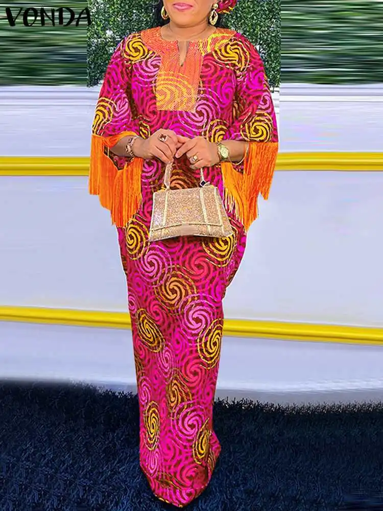 VONDA Bohemian Women Maxi Dress 2024 Fashion Printed 3/4 Sleeve Tassel Casual Sundress V-Neck Loose Holiday Vintage Vestidos
VONDA Bohemian Women Maxi Dress 2024 Fashion Printed 3/4 Sleeve Tassel Casual Sundress V-Neck Loose Holiday Vintage Vestidos