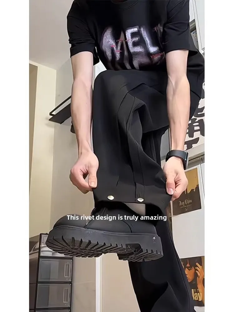 High Waist Men's Ice Silk Straight Leg Pants Durable Rivet Detailing Draping Effect Long Length for Taller Men Fashionable Ca...
High Waist Men's Ice Silk Straight Leg Pants Durable Rivet Detailing Draping Effect Long Length for Taller Men Fashionable Ca...