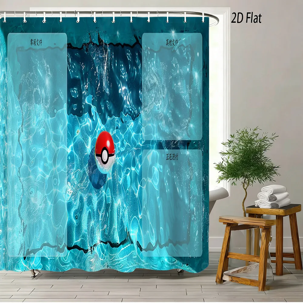 2D плоская шторка для ванной с текстурой воды и покеболом Покемон
2D плоская шторка для ванной с текстурой воды и покеболом Покемон