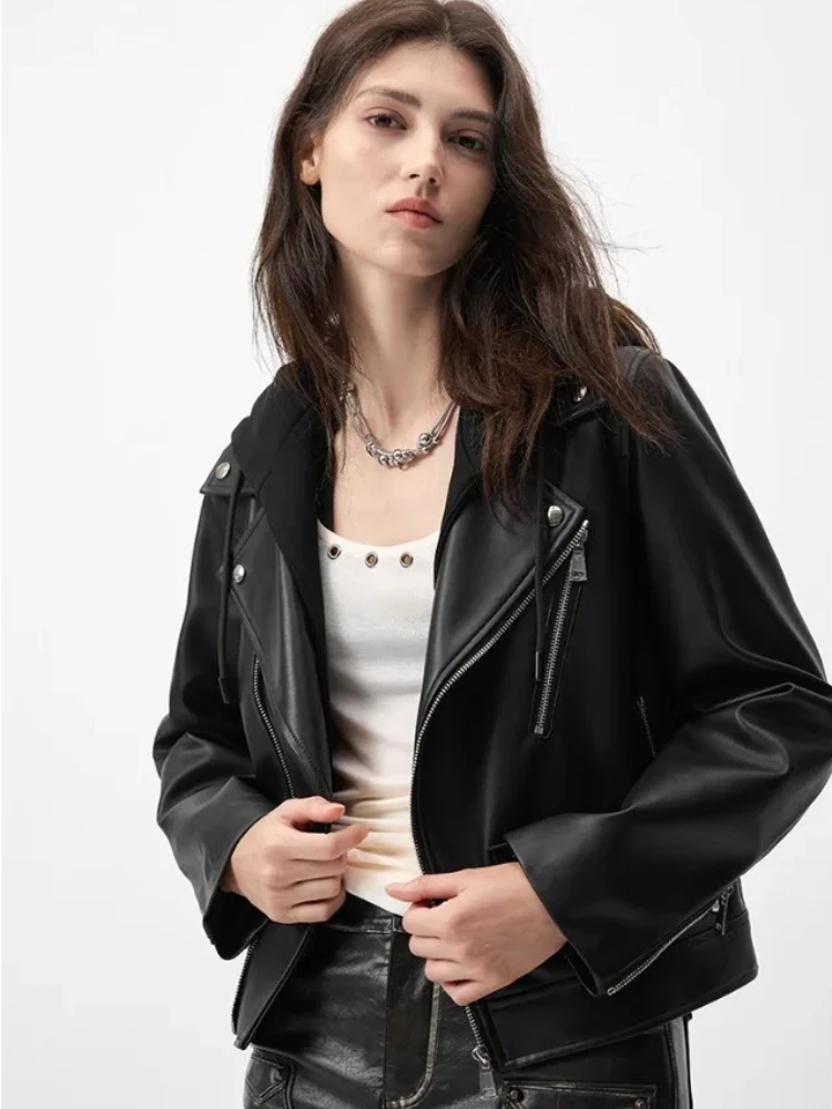 Natural Sheepskin Leather Jacket Women's New Genuine Leather Motorcycle Leather Jacket Detachable Hat Short Street Topscoat
Natural Sheepskin Leather Jacket Women's New Genuine Leather Motorcycle Leather Jacket Detachable Hat Short Street Topscoat