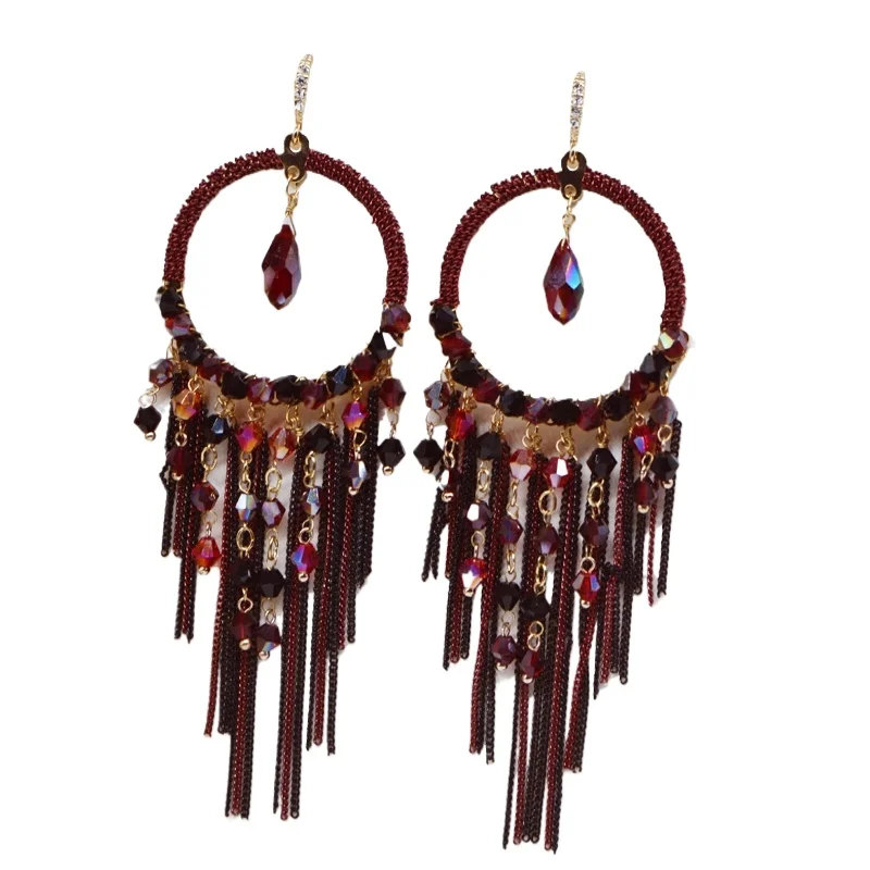 Европейские и американские круглые серьги, богемные серьги с бахромой, висячие серьги в этническом стиле в стиле ретро
Европейские и американские круглые серьги, богемные серьги с бахромой, висячие серьги в этническом стиле в стиле ретро