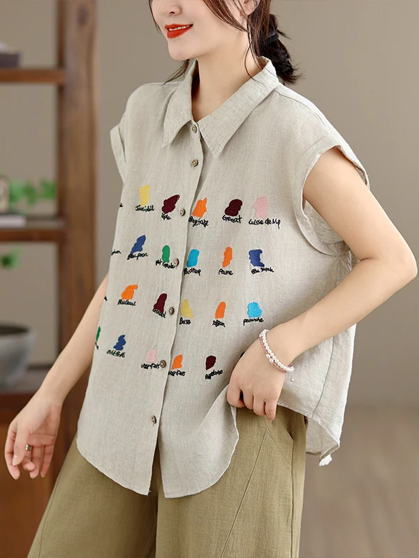 Women's Sleeveless Embroidered Shirt Linen Fabric Heavy Embroidery Three-Dimensional Design Loose Fit Summer Breathable
Women's Sleeveless Embroidered Shirt Linen Fabric Heavy Embroidery Three-Dimensional Design Loose Fit Summer Breathable