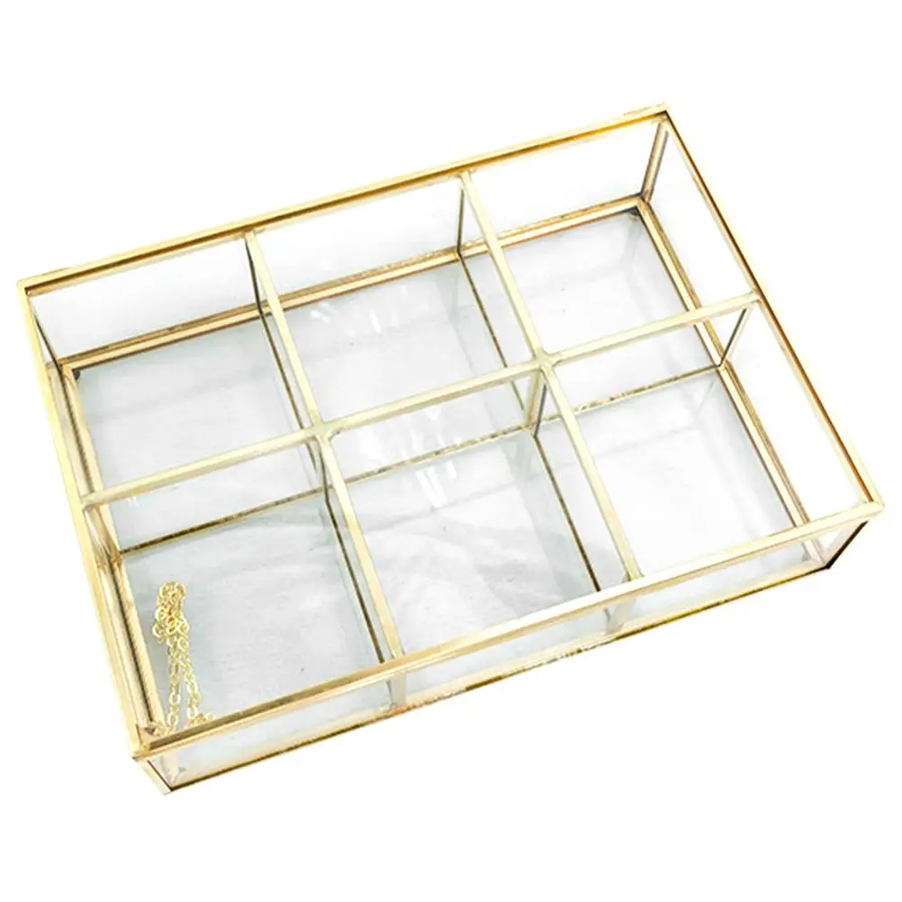 Storage Box Vintage Copper Frame Glass Lid Organizer 6 Grids For Necklaces Rings Earrings Dust Proof Clear Display Case
Storage Box Vintage Copper Frame Glass Lid Organizer 6 Grids For Necklaces Rings Earrings Dust Proof Clear Display Case