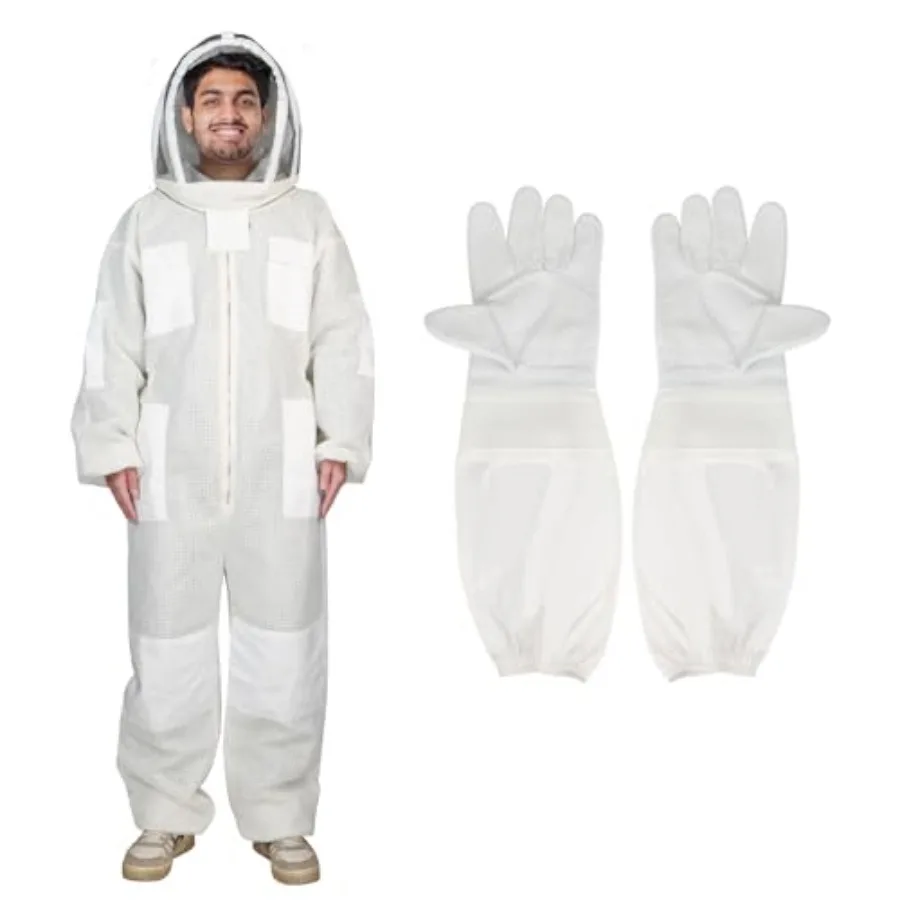 Bee Three Layer Beekeeping Ventilated Suit, Ultra Ventilated Breathable Cotton, Full Beekeeping Suit Equipped with Sheepskin Gl
Bee Three Layer Beekeeping Ventilated Suit, Ultra Ventilated Breathable Cotton, Full Beekeeping Suit Equipped with Sheepskin Gl