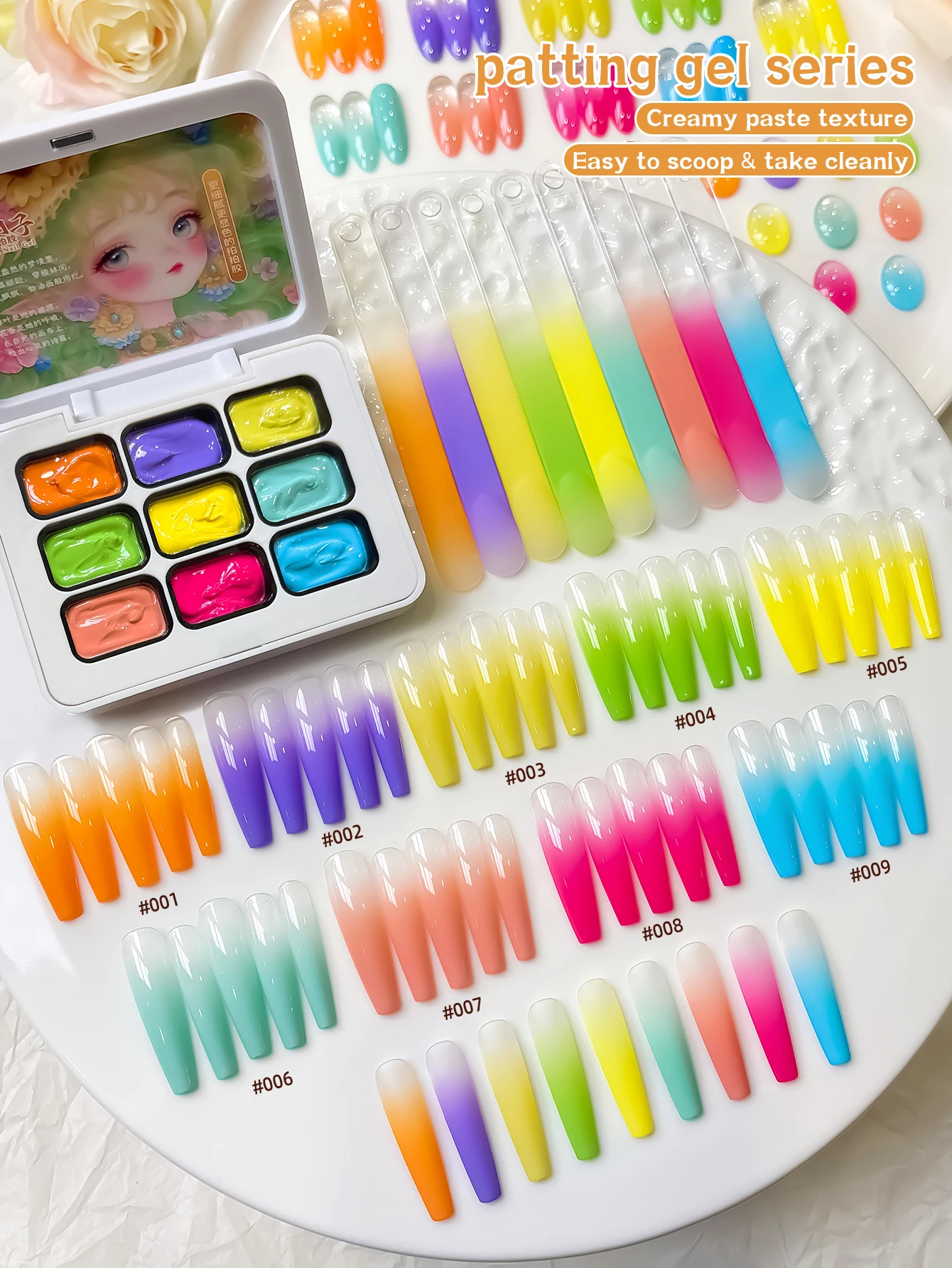 9colors Flower Fairy Patting Gel Patter Gel Smudges High Saturation Semi-Solid Nail Polish Gel Nail Salon for Special Use
9colors Flower Fairy Patting Gel Patter Gel Smudges High Saturation Semi-Solid Nail Polish Gel Nail Salon for Special Use