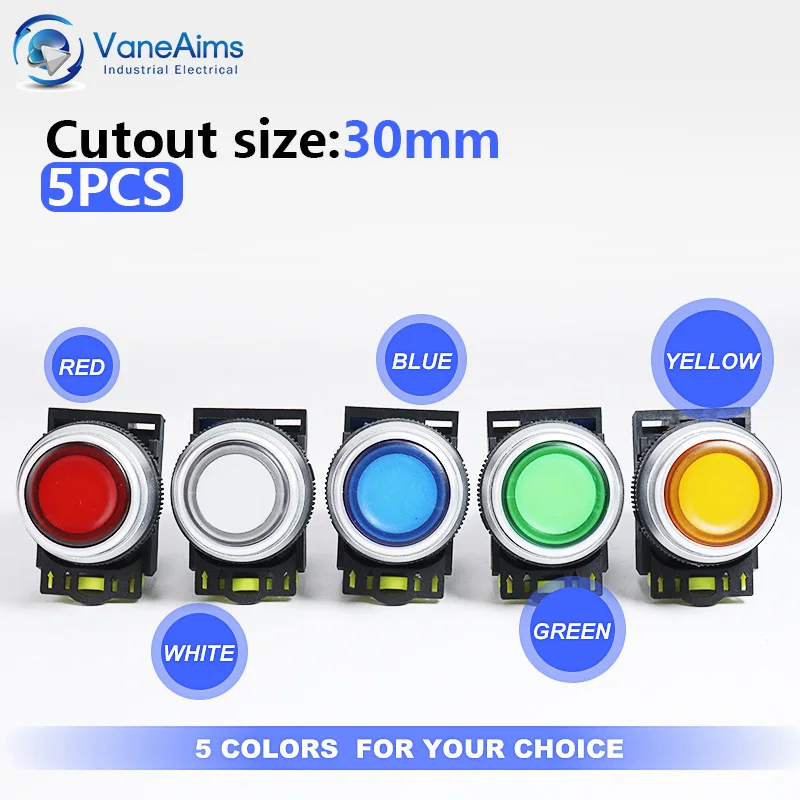 5pcs 30mm LA36M LED Push Button Switch 12v 220v Momentary Self Reset Latching Plastic Electrical Switch On Off Circuit Control
5pcs 30mm LA36M LED Push Button Switch 12v 220v Momentary Self Reset Latching Plastic Electrical Switch On Off Circuit Control