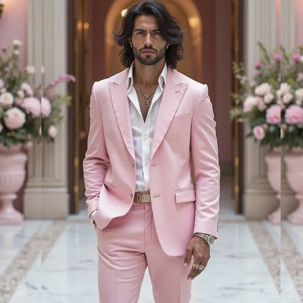 Elegant Wedding Men's Suits Formal Pink Single Breasted Peak Lapel Slim Fit Male Clothing Customzied 2 Piece Jacket Pnats Sets
Elegant Wedding Men's Suits Formal Pink Single Breasted Peak Lapel Slim Fit Male Clothing Customzied 2 Piece Jacket Pnats Sets