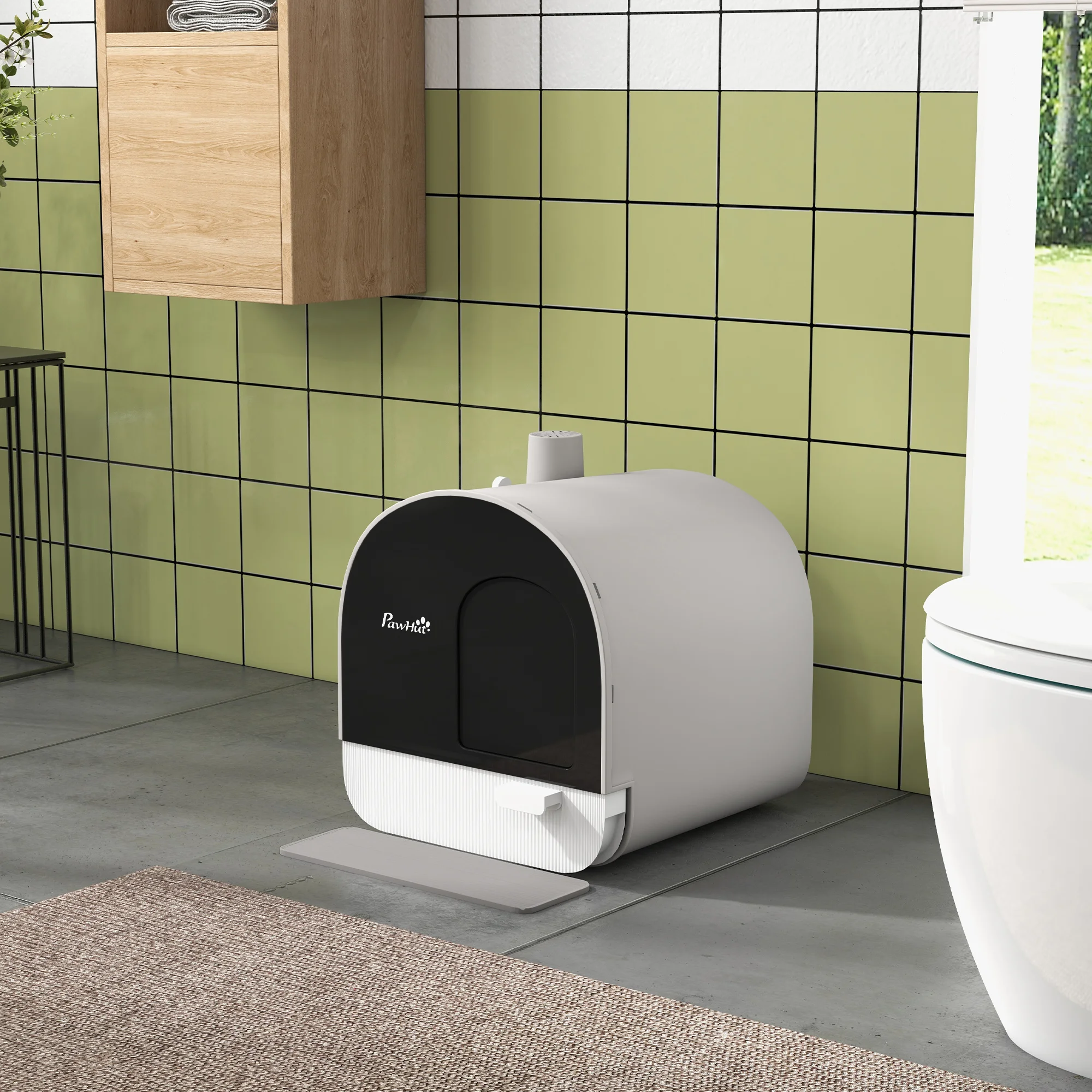 Cat Litter Box with Lid with Scoop and Filter, Light Gray
Cat Litter Box with Lid with Scoop and Filter, Light Gray