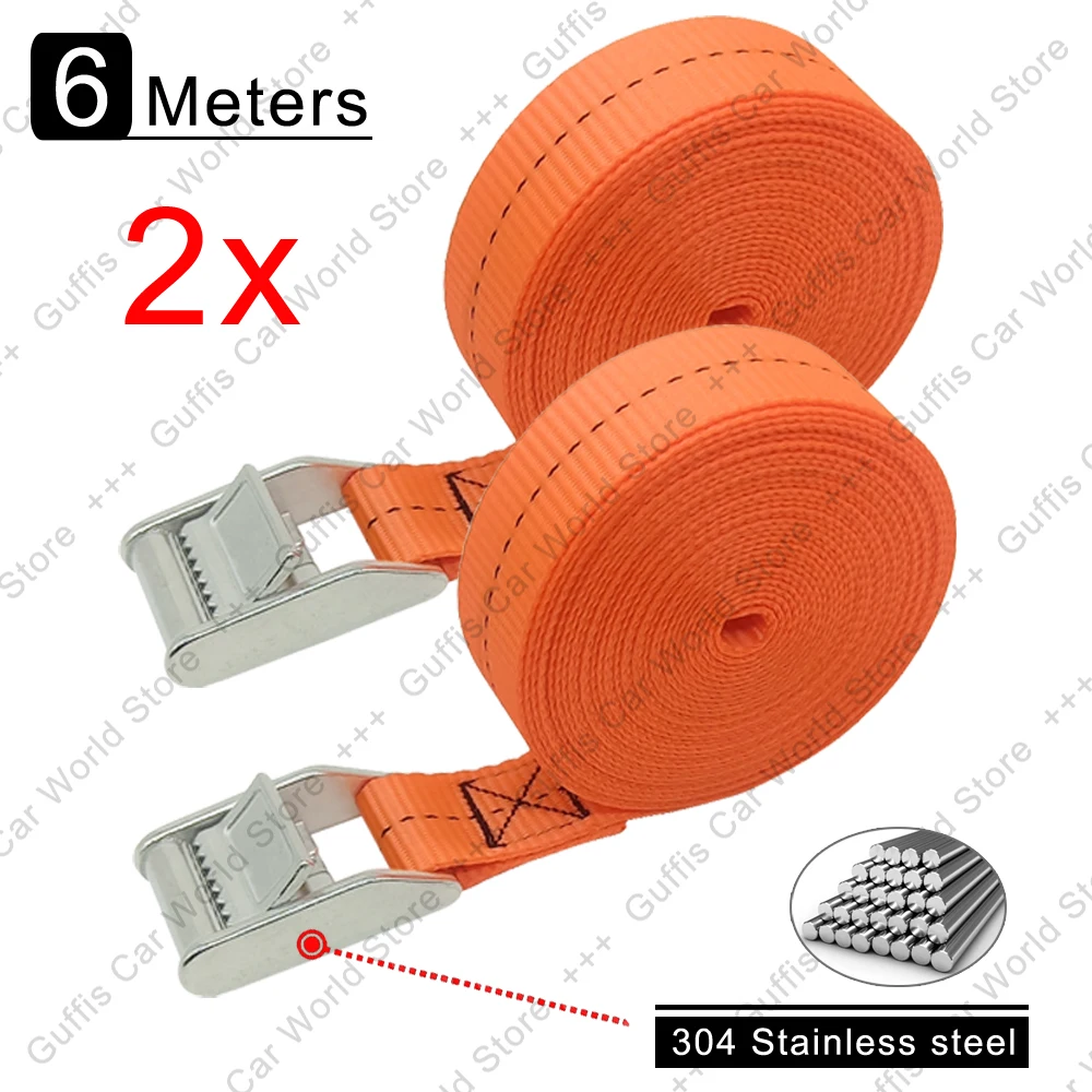 2 pcs 6 Meters Cargo Straps with Stainless Steel Buckle for Motorcycle Car Bicycle Tow Rope Ratchet Fixing Belt for Luggage Bag
2 pcs 6 Meters Cargo Straps with Stainless Steel Buckle for Motorcycle Car Bicycle Tow Rope Ratchet Fixing Belt for Luggage Bag
