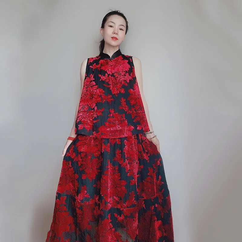 Red Vintage Sleeveless Top And Flower Bud Half Skirt Set New Chinese Style Slimming Light Dress Wedding Dress Women's Dress
Red Vintage Sleeveless Top And Flower Bud Half Skirt Set New Chinese Style Slimming Light Dress Wedding Dress Women's Dress