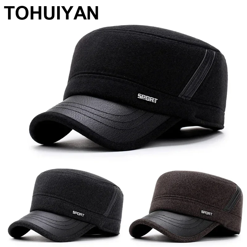 TOHUIYAN Classic Woolen Military Hat Vintage Flat Top Caps Winter Warm Earflap Hat Men Army Cap Fashion Adjustable Cadet Hats
TOHUIYAN Classic Woolen Military Hat Vintage Flat Top Caps Winter Warm Earflap Hat Men Army Cap Fashion Adjustable Cadet Hats
