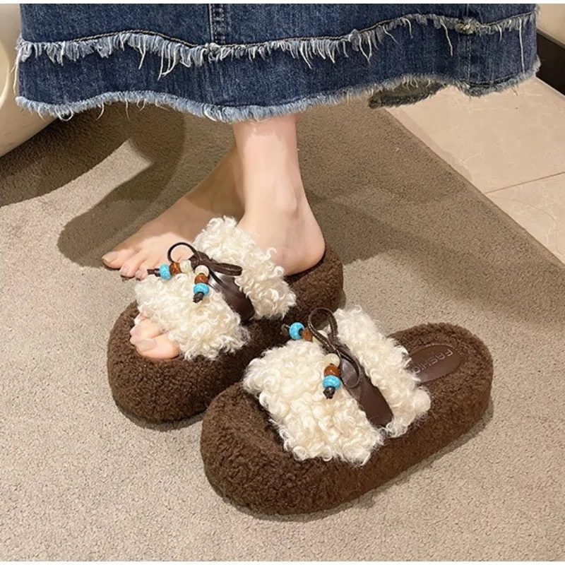 Thick-soled Slippers for Women 2026 Autumn/Winter New Casual Outerwear, Bow-shaped Beaded Exposed Toe Cotton Slippers for Women
Thick-soled Slippers for Women 2026 Autumn/Winter New Casual Outerwear, Bow-shaped Beaded Exposed Toe Cotton Slippers for Women