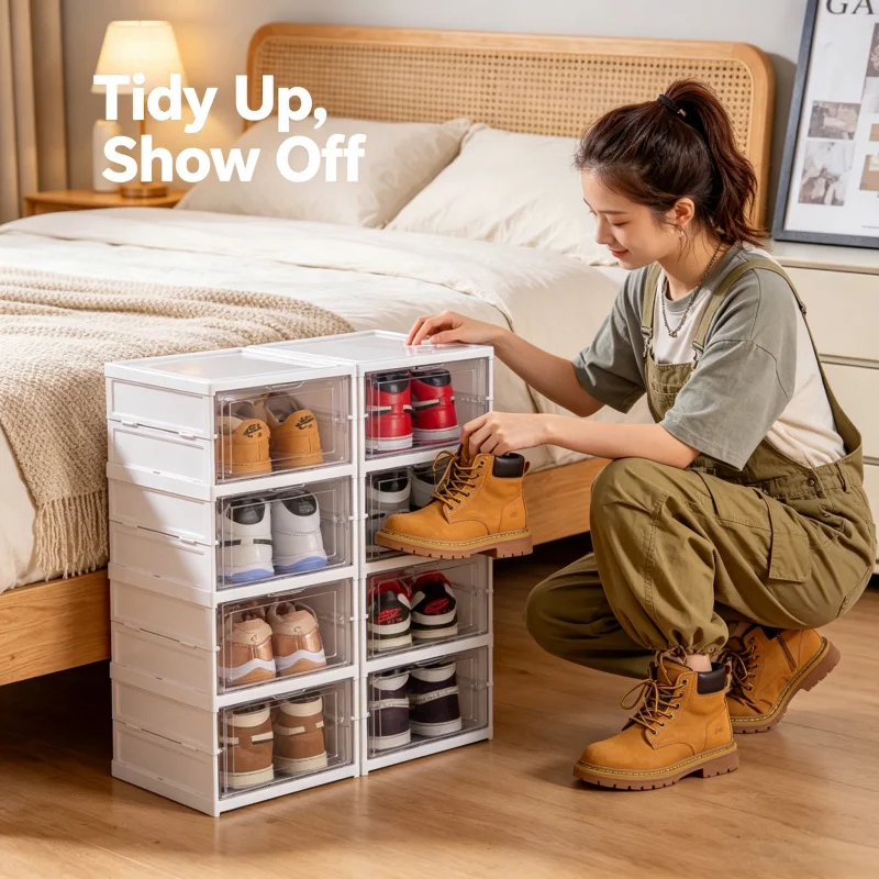 6-Tier Foldable Clear Shoe Box Stackable Dustproof Storage Organizer Cabinet Shelf Rack Sneakers Home Closet
6-Tier Foldable Clear Shoe Box Stackable Dustproof Storage Organizer Cabinet Shelf Rack Sneakers Home Closet