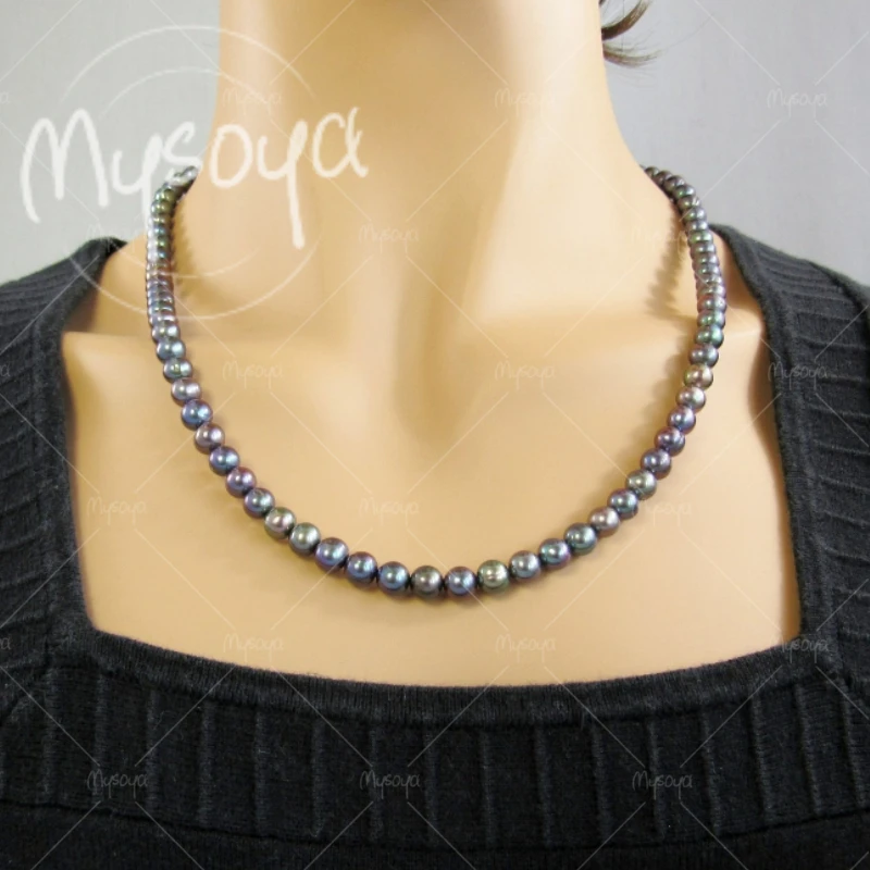 MYSOYA 6-7mm Black Colored Freshwater Pearl Necklace, Suitable for Party/Birthday/Wedding/Mother's Day/Father's Day Gift A0762
MYSOYA 6-7mm Black Colored Freshwater Pearl Necklace, Suitable for Party/Birthday/Wedding/Mother's Day/Father's Day Gift A0762