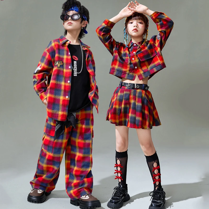 2023 New Jazz Dance Performance Costumes For Girls Plaid Shirt Loose Pants Suit Boys Hip Hop Dance Rave Clothes Stage Wear
2023 New Jazz Dance Performance Costumes For Girls Plaid Shirt Loose Pants Suit Boys Hip Hop Dance Rave Clothes Stage Wear
