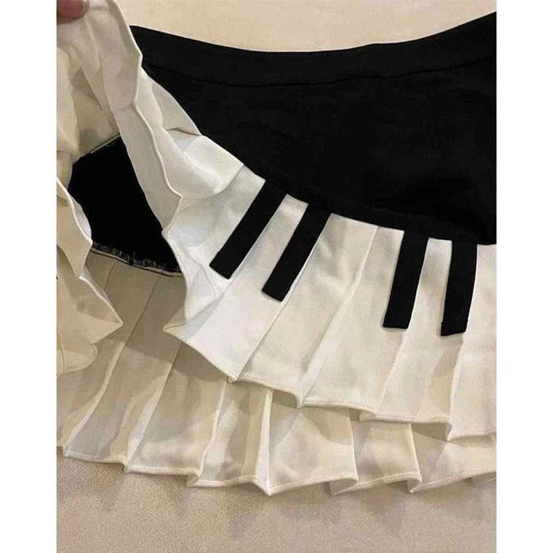 Summer Female Chic Piano Designer Skirts Lady Korean Fashion Black White A-line Dress Girls Casual Daily Short Skirts
Summer Female Chic Piano Designer Skirts Lady Korean Fashion Black White A-line Dress Girls Casual Daily Short Skirts