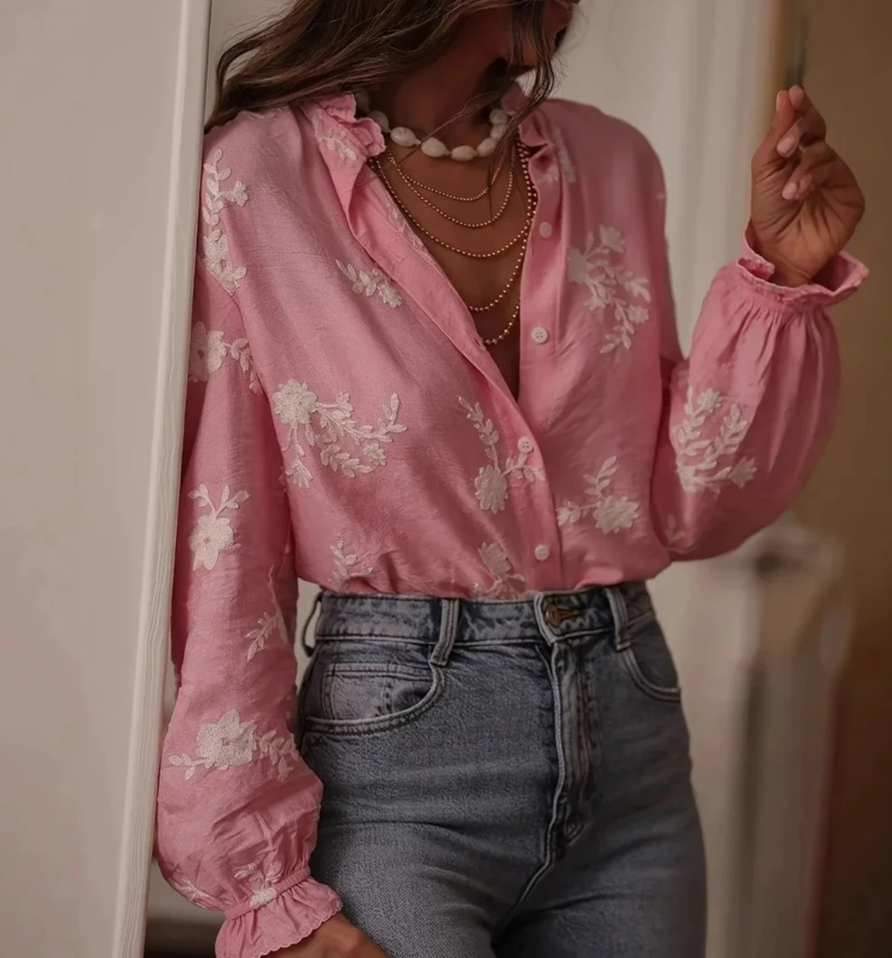 Autumn Winter Long Sleeve Printed Shirt Turn-down Collar Lantern Sleeve Women's Fashion Cross-border Clothing Slim Fit
Autumn Winter Long Sleeve Printed Shirt Turn-down Collar Lantern Sleeve Women's Fashion Cross-border Clothing Slim Fit