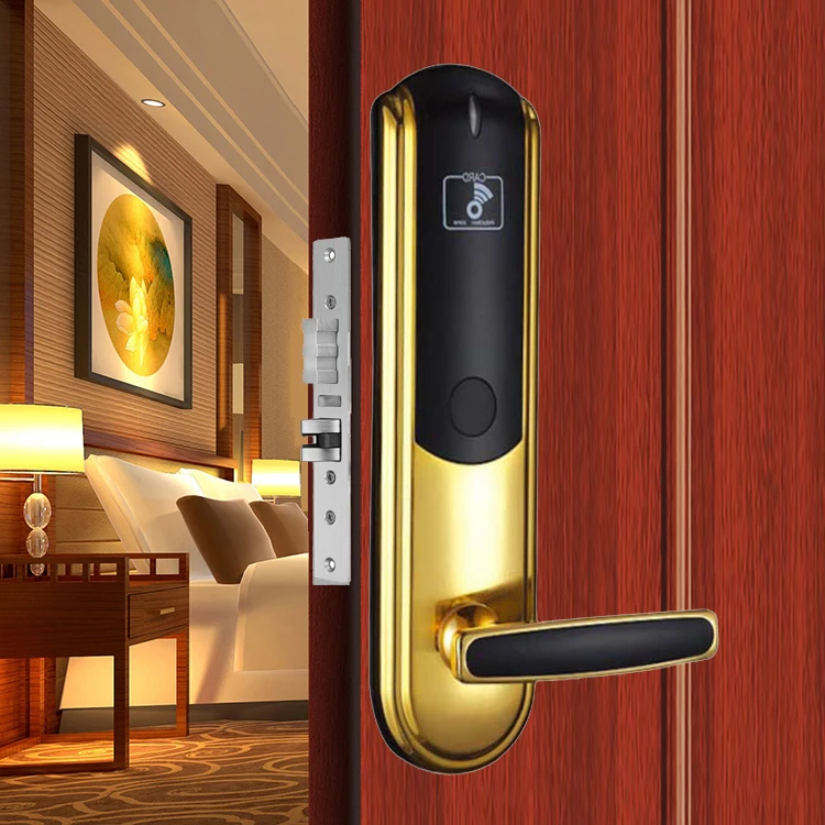 Easloc Smart Rfid Hotel Key Card Door Lock Electronic Door Handle Lock with Smart Hotel Door Lock System