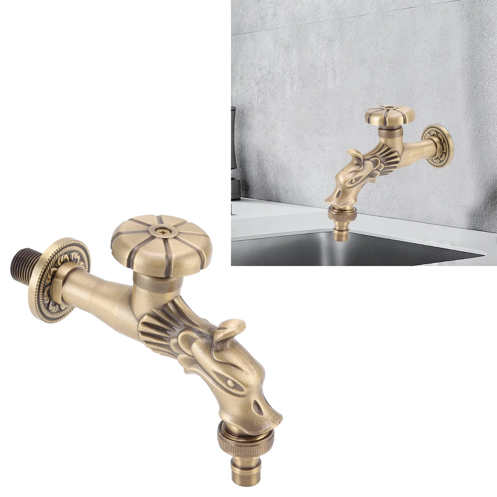 Antique Faucet G1/2 Engraved Brass Vintage Bronze Horse Shape Hanging Bathroom Sink Faucet Internal Thread
Antique Faucet G1/2 Engraved Brass Vintage Bronze Horse Shape Hanging Bathroom Sink Faucet Internal Thread