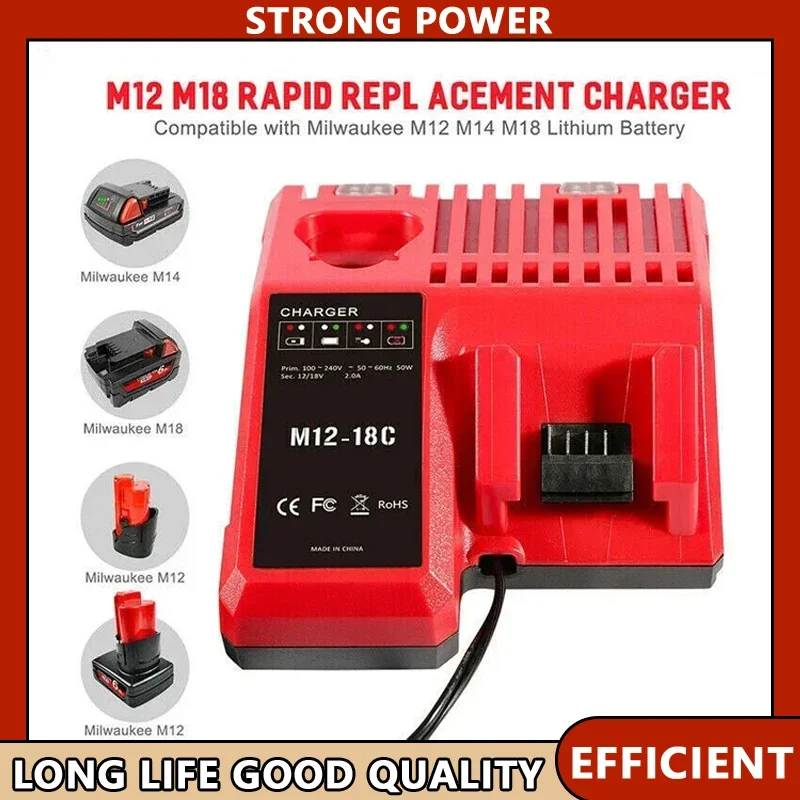 Подходит для Milwaukee M12-18C, двухпортовое зарядное устройство для литий-ионных аккумуляторов M12 M18, замена 3A 12V 14V 18V, быстрое зарядное устройство для Li-Ion аккумуляторов.
Подходит для Milwaukee M12-18C, двухпортовое зарядное устройство для литий-ионных аккумуляторов M12 M18, замена 3A 12V 14V 18V, быстрое зарядное устройство для Li-Ion аккумуляторов.