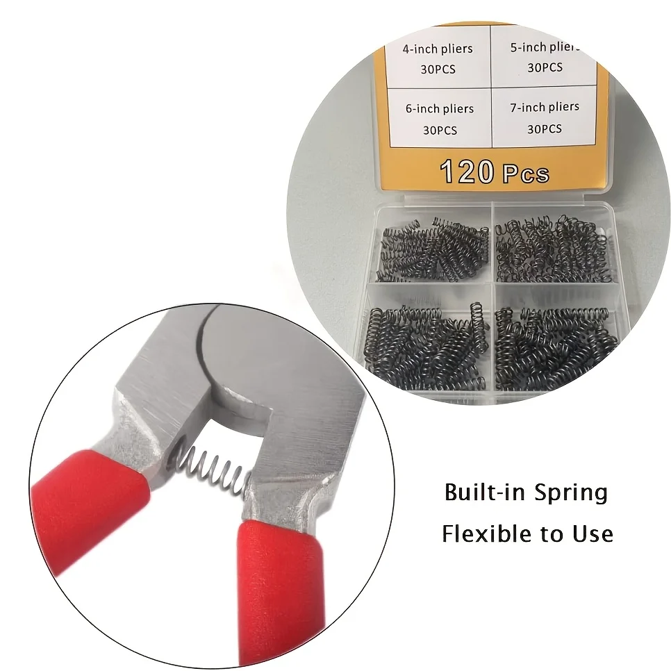 120pcs Precision Pliers Compression Spring Kit – Assorted Sizes (4/5/6/7 inch) – Replacement Springs for Needle Nose & Locking P
120pcs Precision Pliers Compression Spring Kit – Assorted Sizes (4/5/6/7 inch) – Replacement Springs for Needle Nose & Locking P