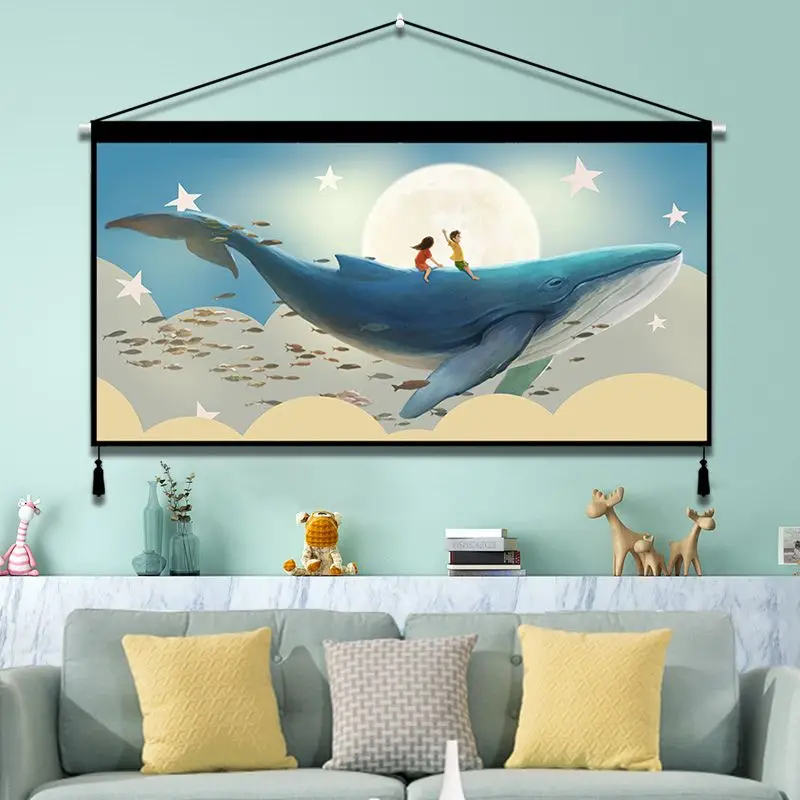 Warm healing bedroom decoration background hanging cloth whale decoration painting
Warm healing bedroom decoration background hanging cloth whale decoration painting