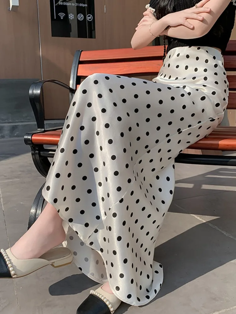 Acetate Satin Polka Dot Fi Tail f Skirt Women's High Waist Summer New Sle Slimming A-Line Midi Skirt Korean Sle
Acetate Satin Polka Dot Fi Tail f Skirt Women's High Waist Summer New Sle Slimming A-Line Midi Skirt Korean Sle