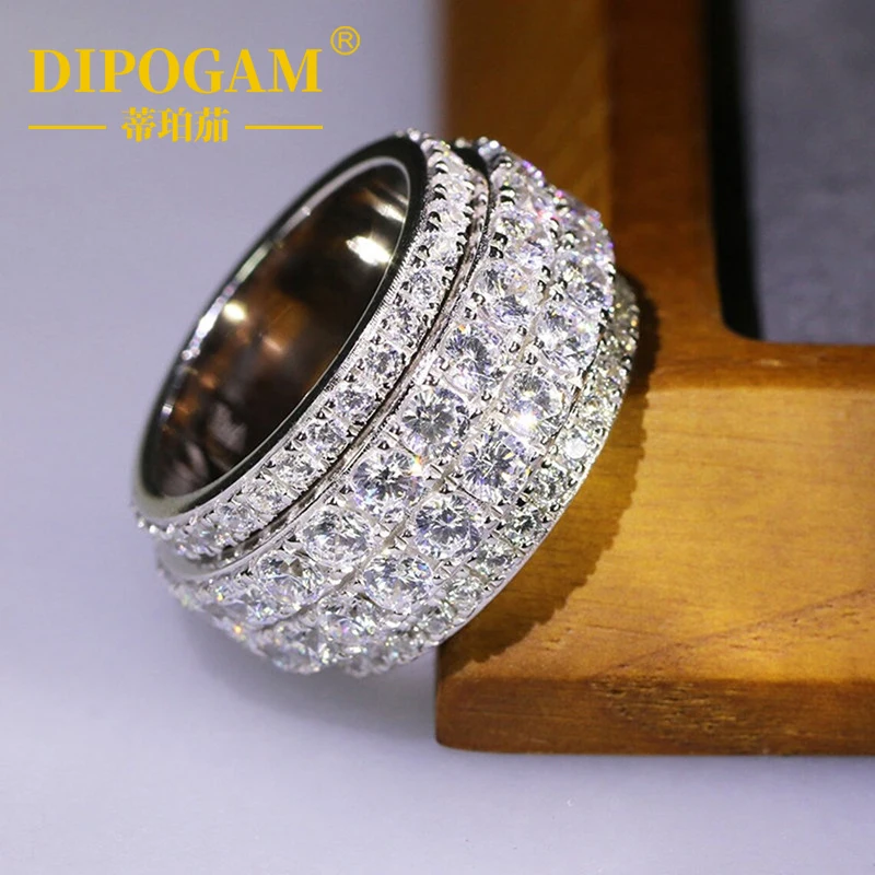 DIPOGAM S925 Sterling Silver Full Pave Lab Grown Diamond Spinner Ring For Men Women Hip Hop Out Trendy Luxury Fashion Jewelry
DIPOGAM S925 Sterling Silver Full Pave Lab Grown Diamond Spinner Ring For Men Women Hip Hop Out Trendy Luxury Fashion Jewelry