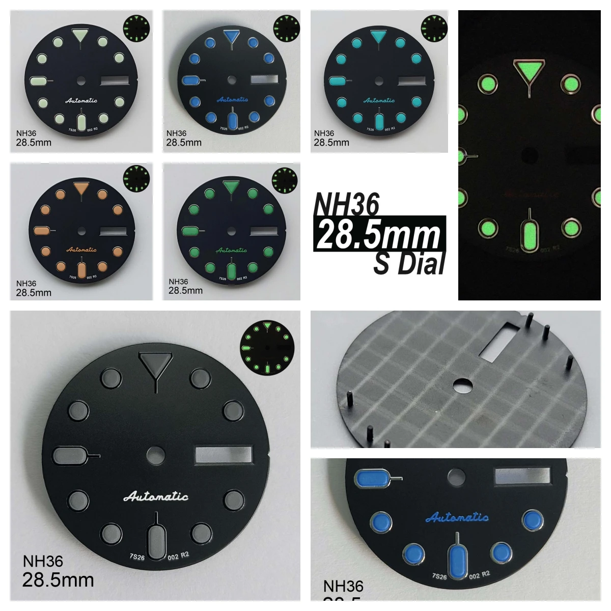 28.5mm S5 Logo SKX007 Dial Fit NH36/4R36 Japanese Movement Green Luminous High-Quality Watch Modified Accessories
28.5mm S5 Logo SKX007 Dial Fit NH36/4R36 Japanese Movement Green Luminous High-Quality Watch Modified Accessories