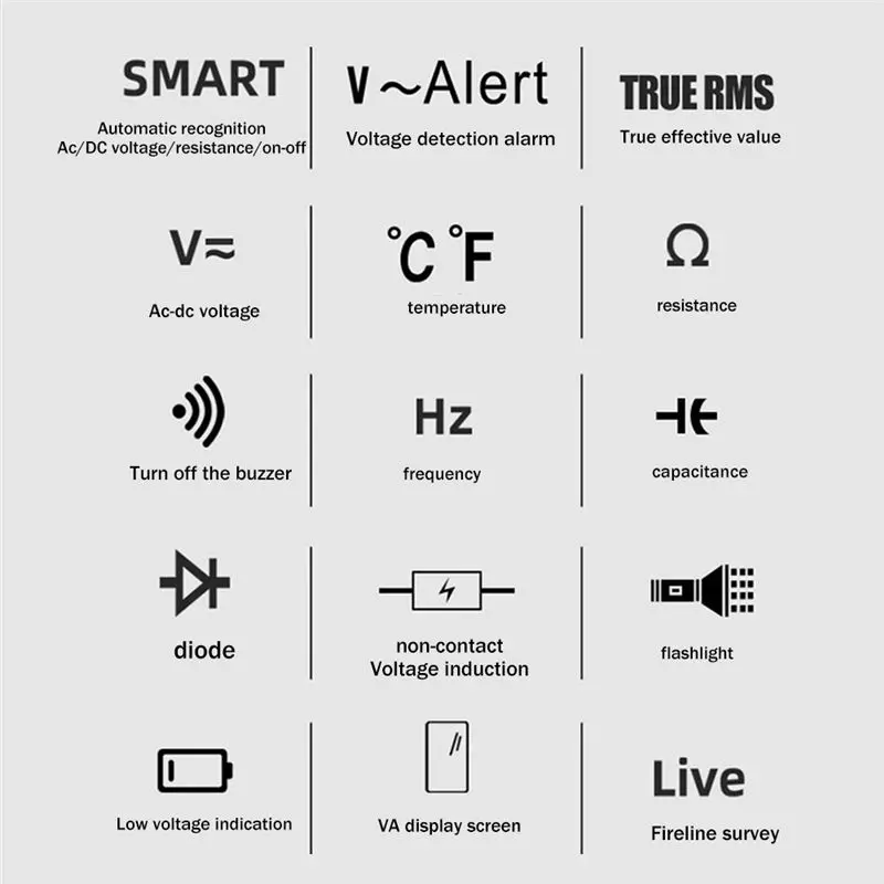 A008 MY88C Умный мультиметр NCV Детектор напряжения 6000 отсчетов Цифровой ЖК-дисплей Тип пера Термопарный зонд 0-1000 ℃ Тестер
A008 MY88C Умный мультиметр NCV Детектор напряжения 6000 отсчетов Цифровой ЖК-дисплей Тип пера Термопарный зонд 0-1000 ℃ Тестер