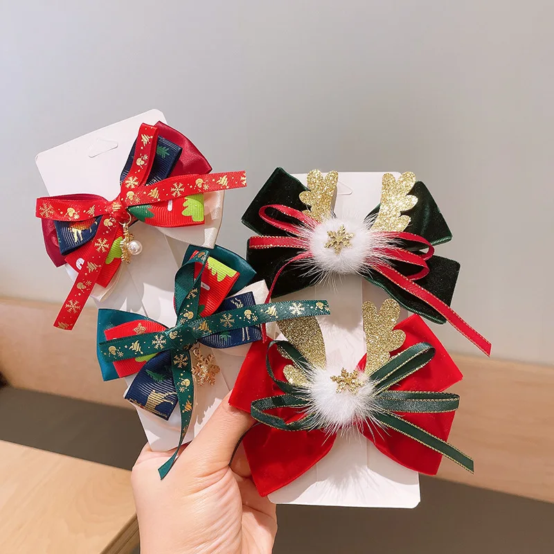 New Christmas Hair Clip Bell Bow Barrettes Deer Antlers Snowflake Ribbon Hairpins Big Bowknot Headwear Children Hair Accessories
New Christmas Hair Clip Bell Bow Barrettes Deer Antlers Snowflake Ribbon Hairpins Big Bowknot Headwear Children Hair Accessories
