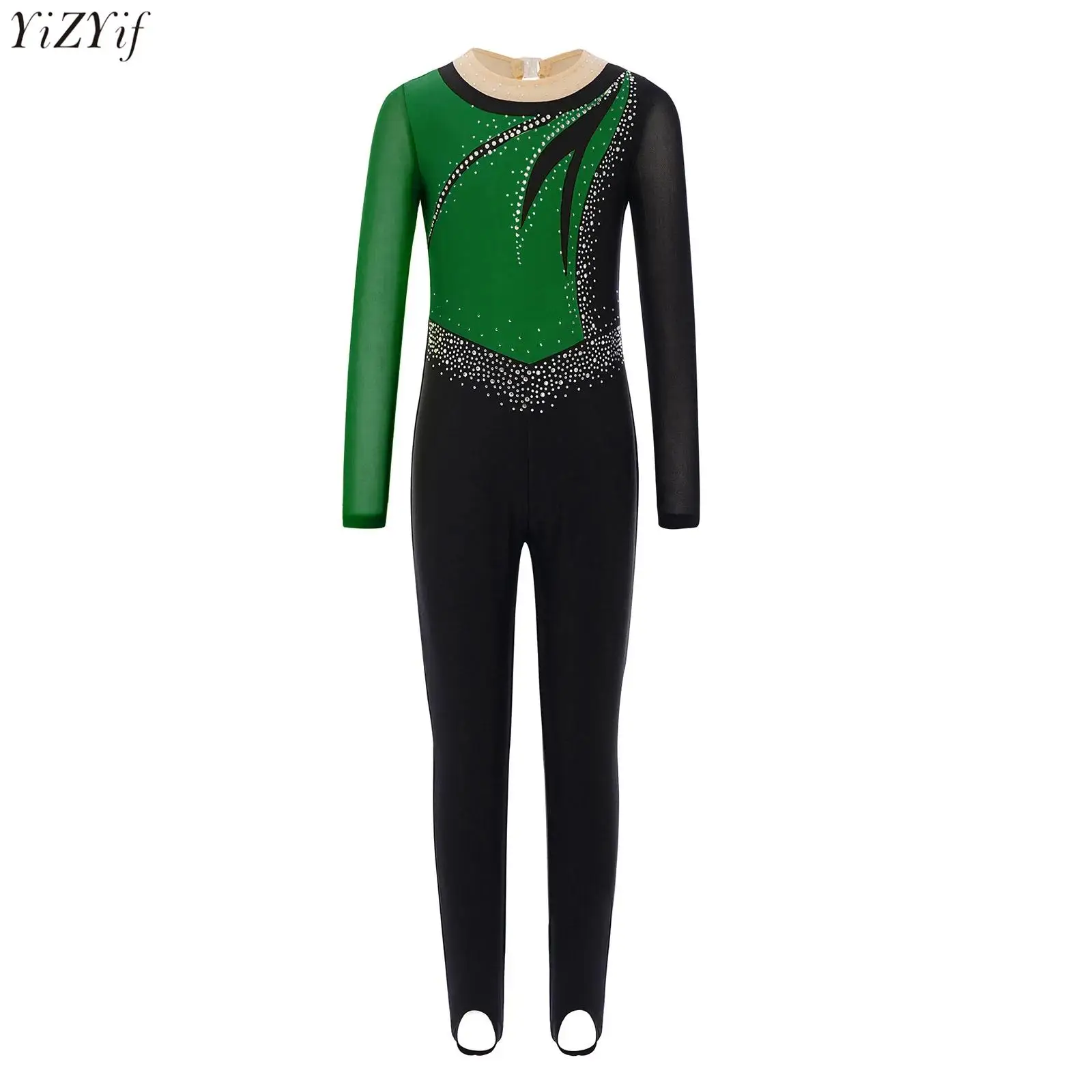 Kids Girls Gymnastics Jumpsuit Mesh Patchwork Long Sleeves Keyhole Back Shiny Rhinestones Color Block Dance Performance Costume
Kids Girls Gymnastics Jumpsuit Mesh Patchwork Long Sleeves Keyhole Back Shiny Rhinestones Color Block Dance Performance Costume