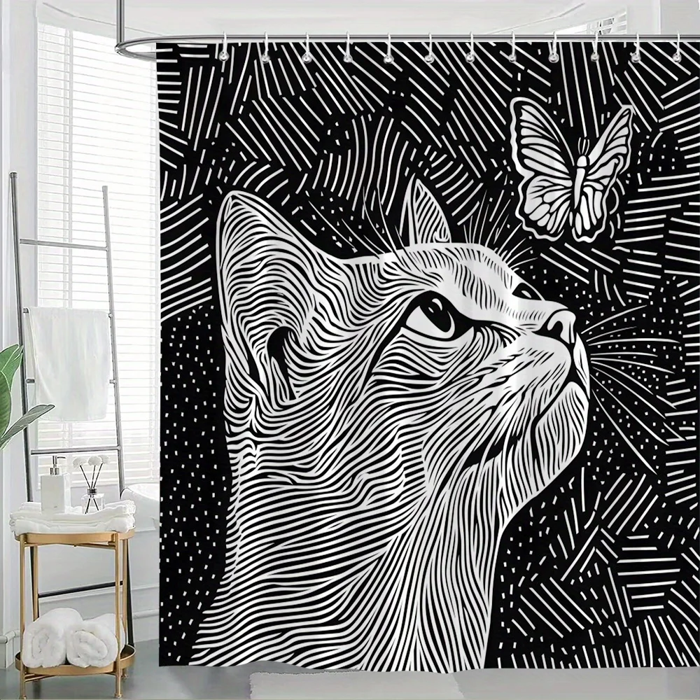 1 шт., черно-белая занавеска для душа с изображением кота-бабочки — цифровое замысловатое искусство линии, текстура меха зебры, гипнотические завивающиеся узоры, Optica
1 шт., черно-белая занавеска для душа с изображением кота-бабочки — цифровое замысловатое искусство линии, текстура меха зебры, гипнотические завивающиеся узоры, Optica